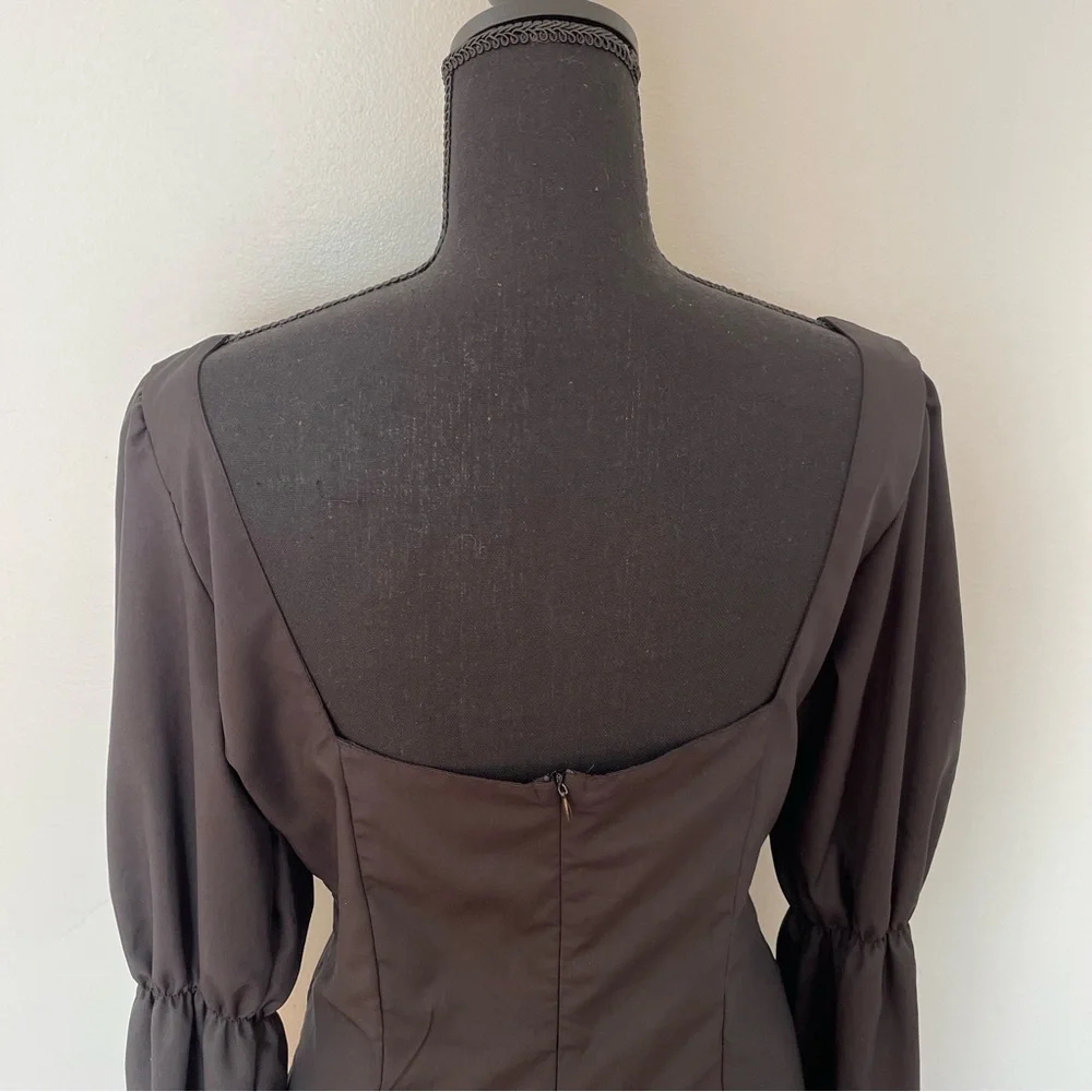 Long Puff Sleeves Square Neck Dress - Picture 8 of 12